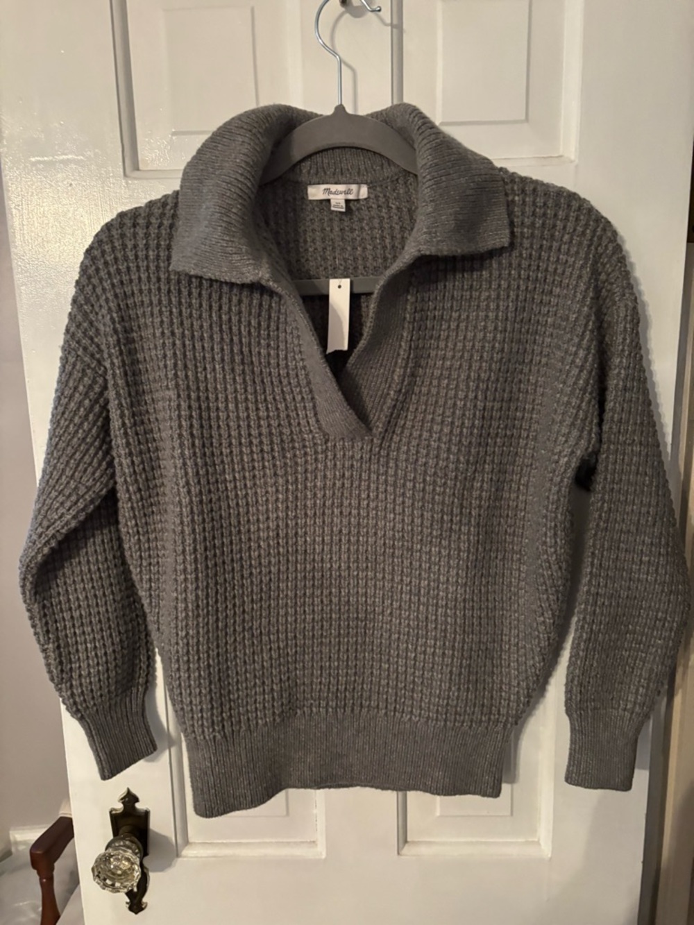Madewell Gray Funnel Neck Knit Sweater
